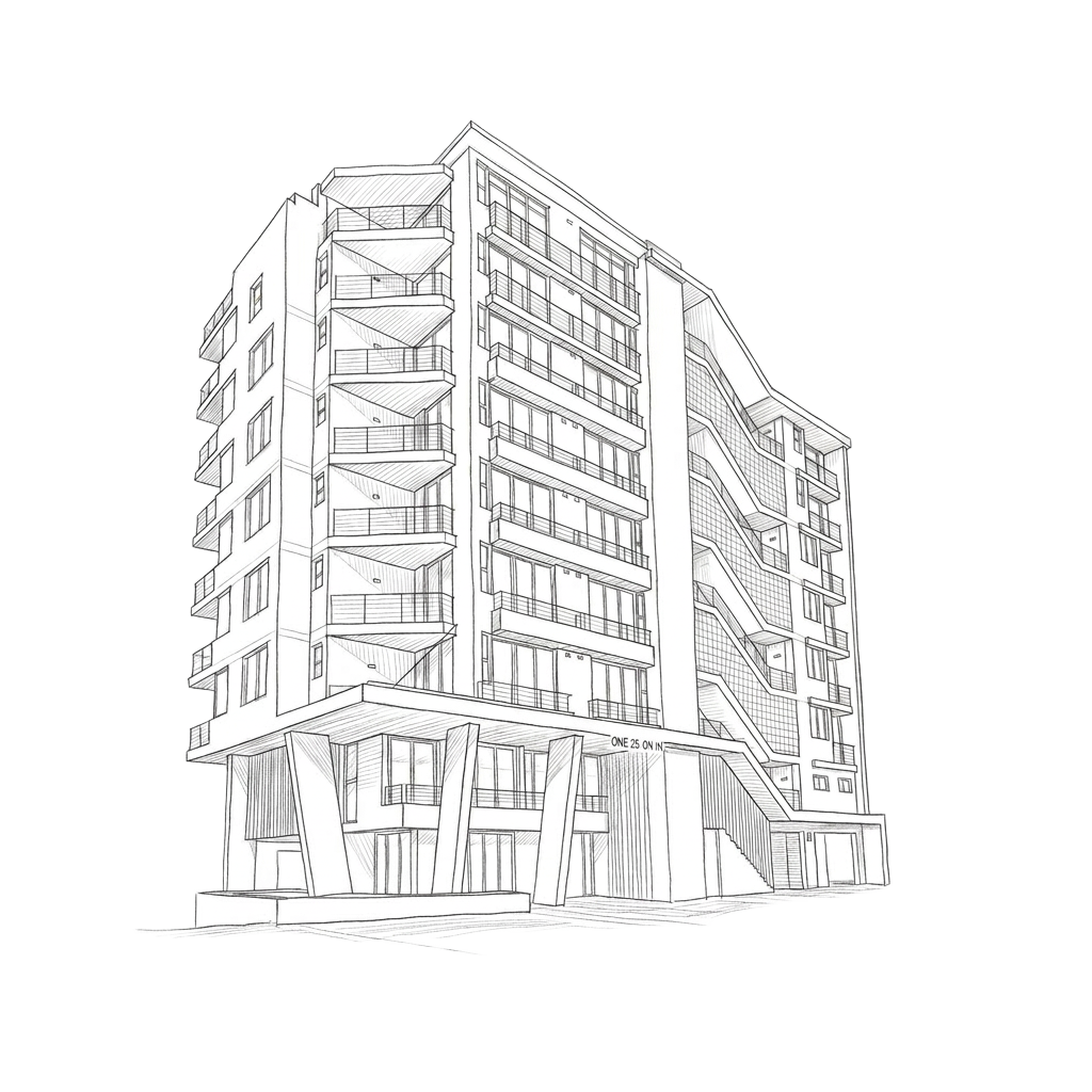 Sketch of an apartment building
